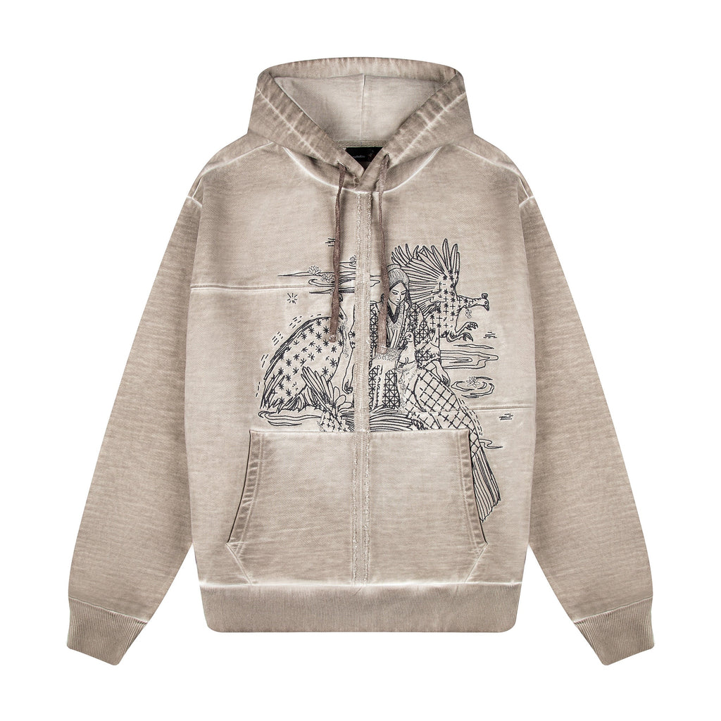 "sashiko v2" Hoodie light grey