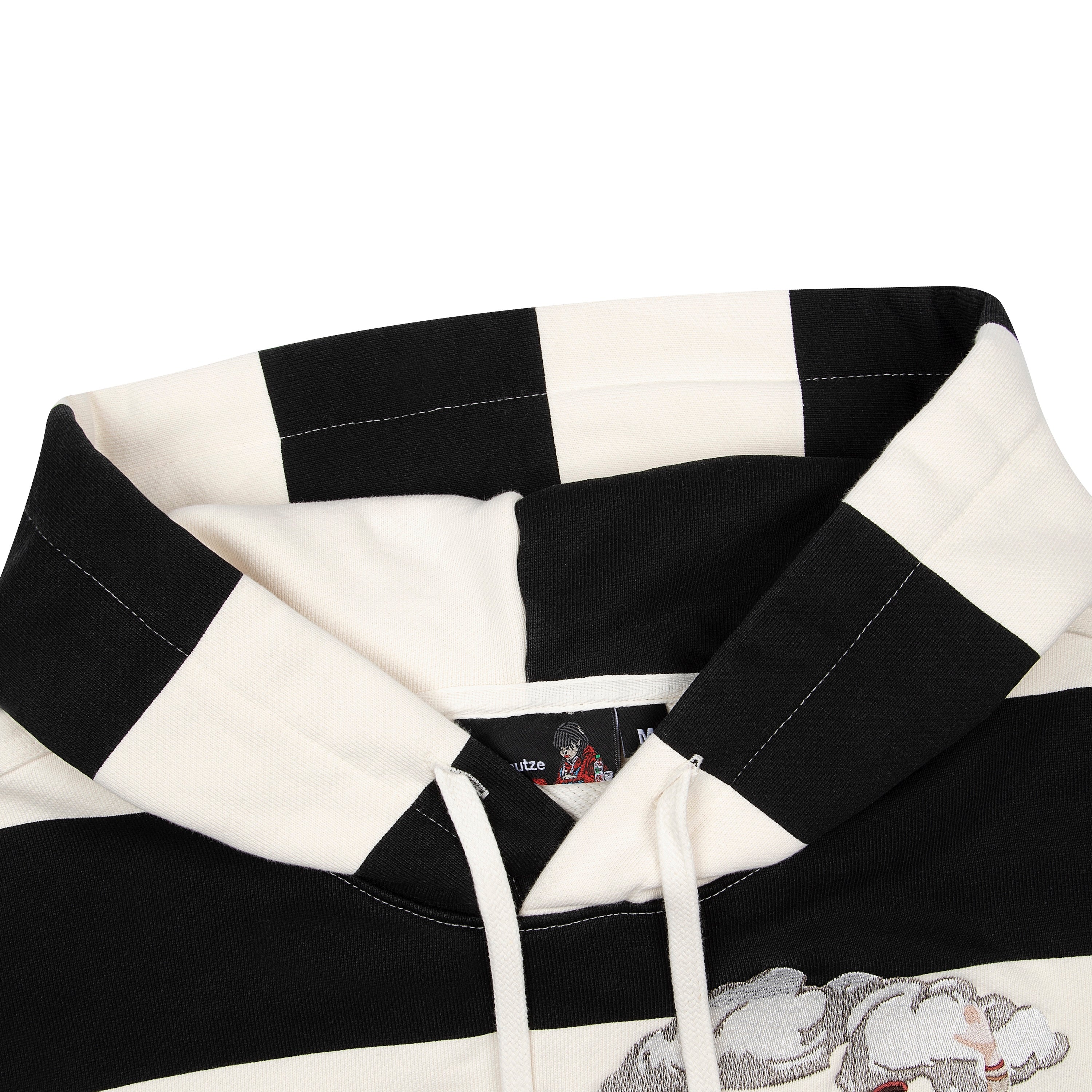 "on air" ecru-navy striped Hoodie